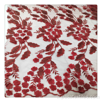 Tissu de fleurs 3D multicolores Red Red Mlut-Colore Flowers 3D Tissu Laser Coup Fesins irréguliers Tissins